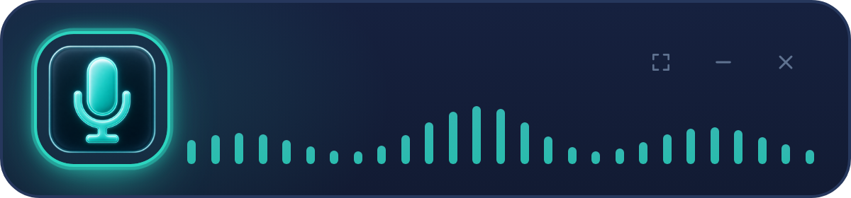 The Scribe remote: a glowing microphone button beside a moving sound wave.