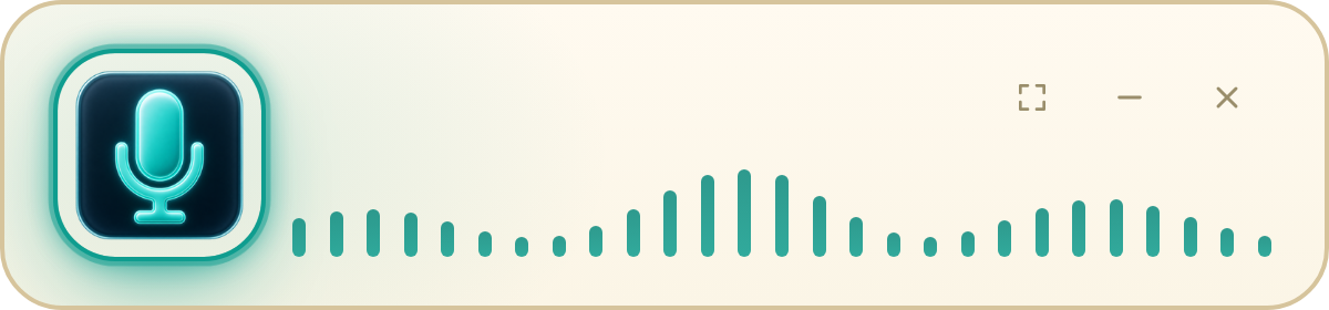 The Scribe remote in its light look: a microphone button beside a sound wave, small enough to sit above any window.